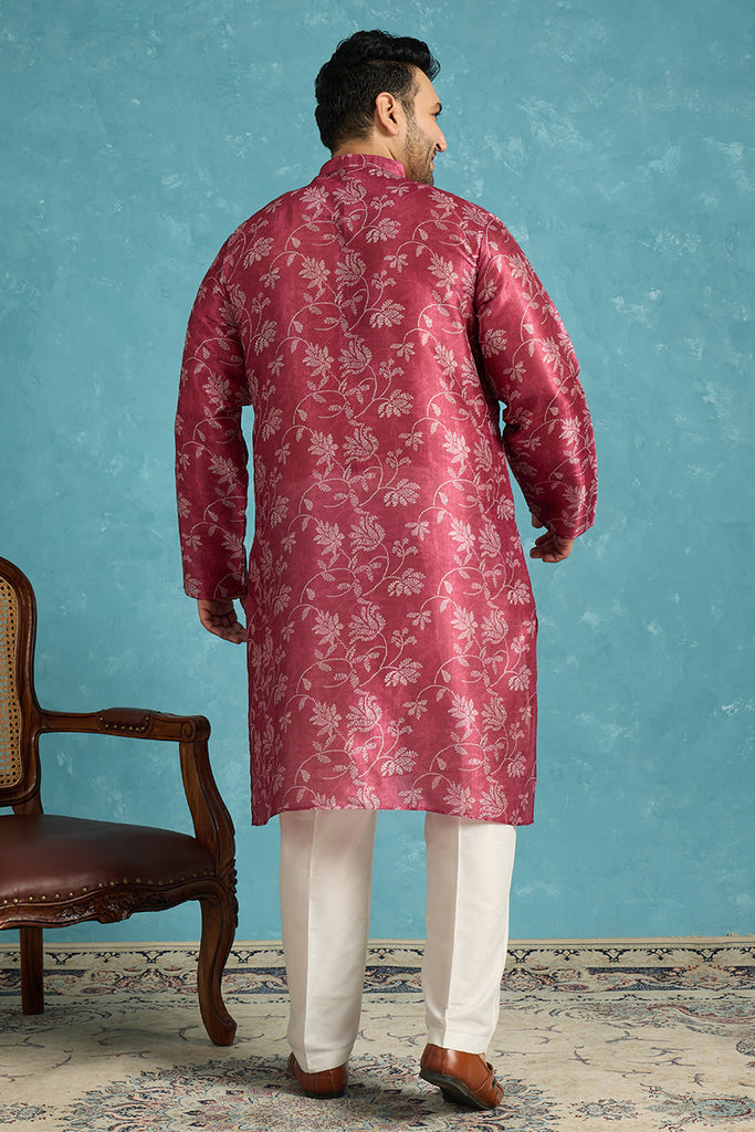 Maroon Silk Blend Floral Printed Kurta MKU1975