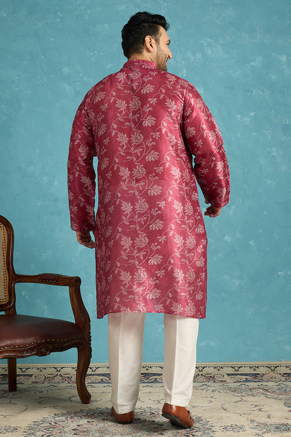 Maroon Silk Blend Floral Printed Kurta MKU1975