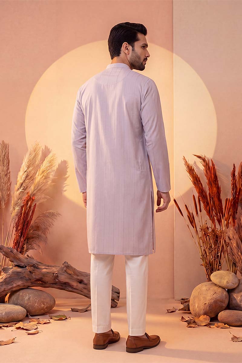 Lavender Silk Blend Solid Solid Kurta MKU2219