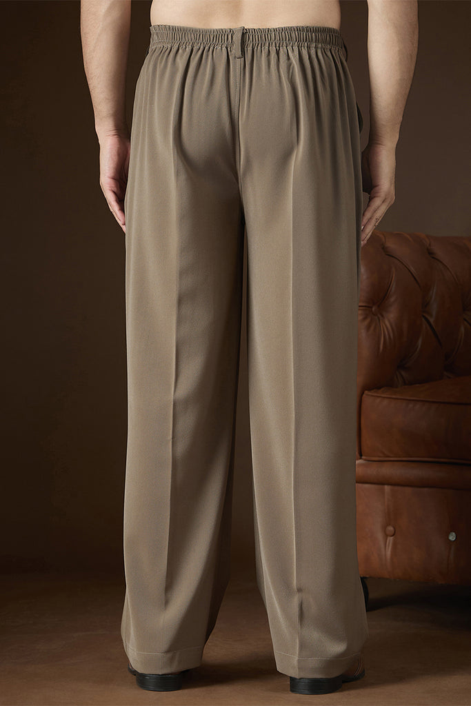 Taupe Modal Solid Regular Korean Pant MBOT1015