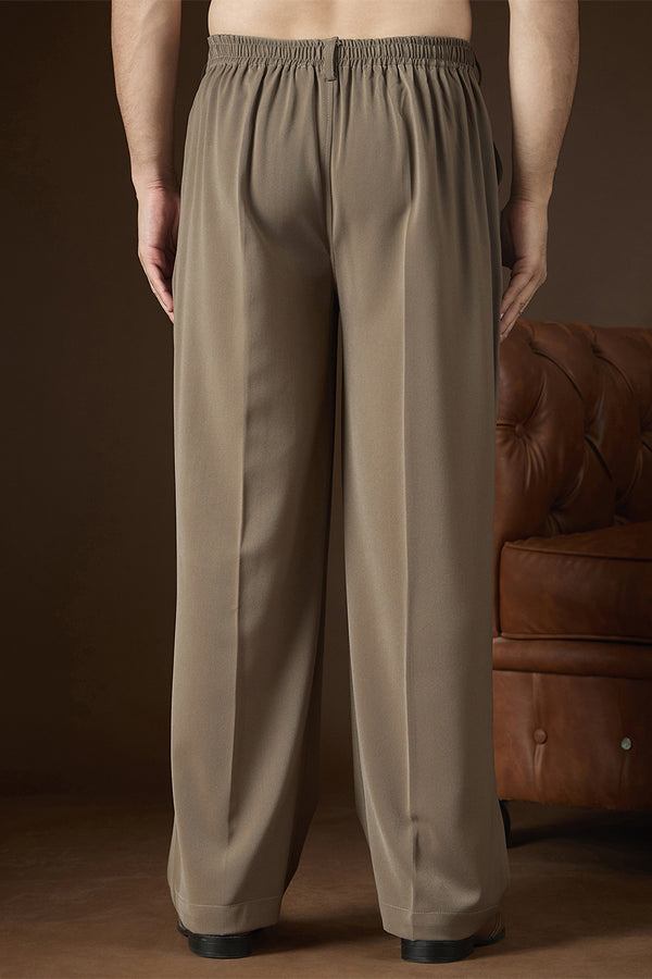 Taupe Modal Solid Regular Korean Pant MBOT1015