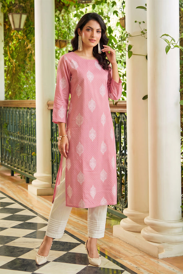 Pink Printed Fancy Daily Wear Kurti VCK1317