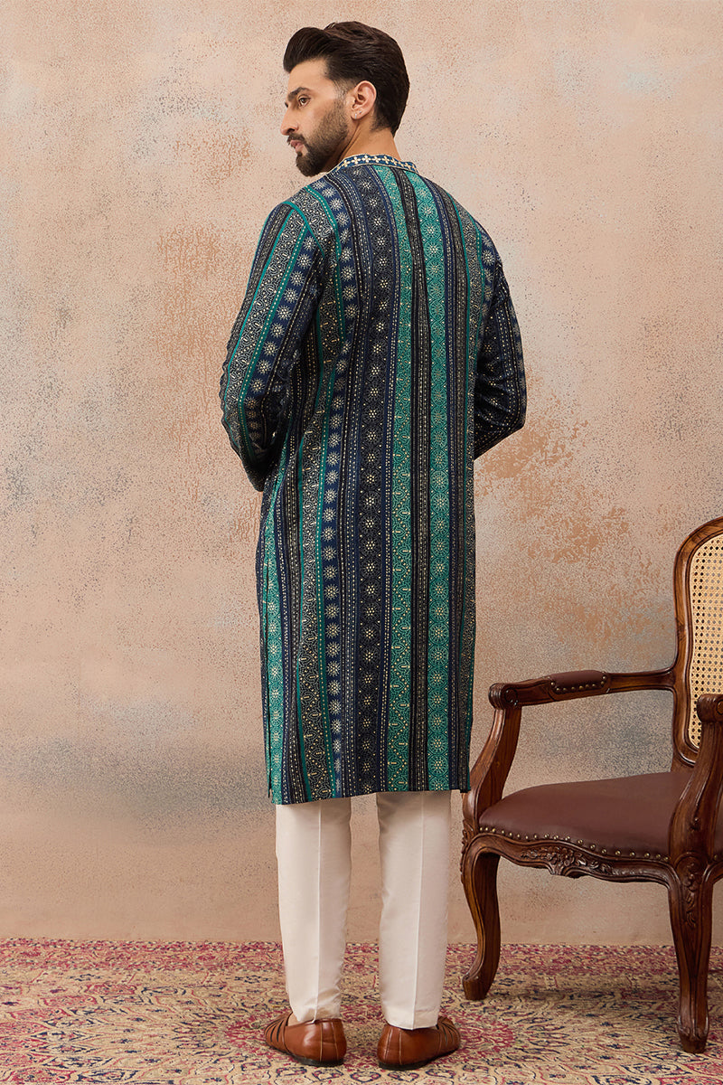 Blue Viscose Rayon Bandhani Printed Kurta MKU2758