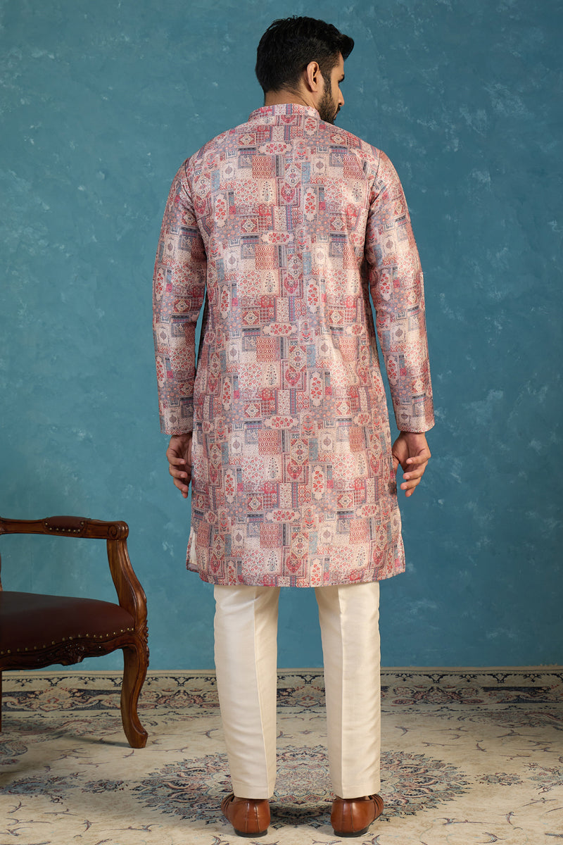 Multi Silk Blend Printed Straight Kurta MKU1939