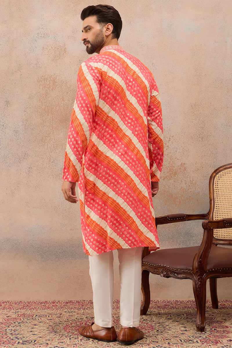 Multi Viscose Rayon Leheriya Printed Kurta MKU2812