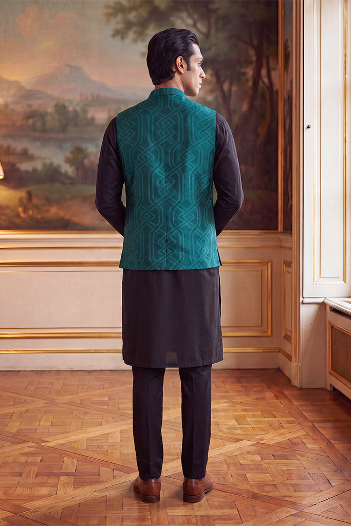 Green Jacquard Woven Design Solid Koti MKOT1044