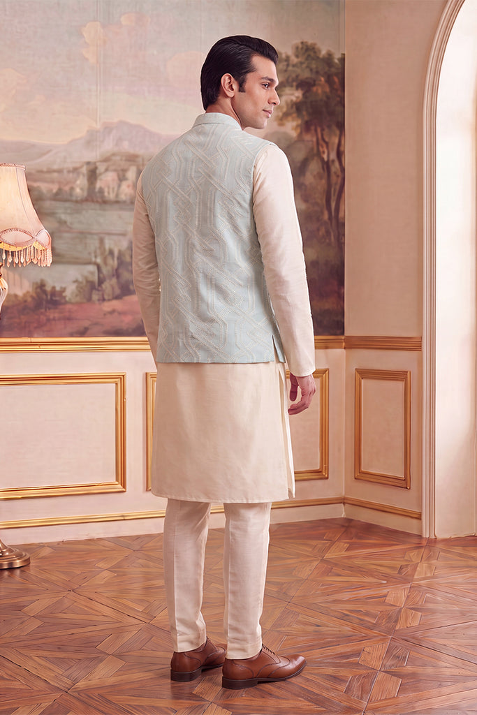 Blue Jacquard Woven Design Solid Koti MKOT1041