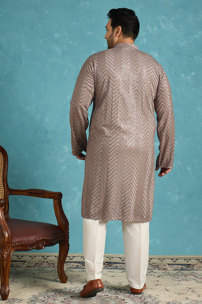 Grey Viscose Rayon Solid Thread Work Embroidered Kurta MKU1202