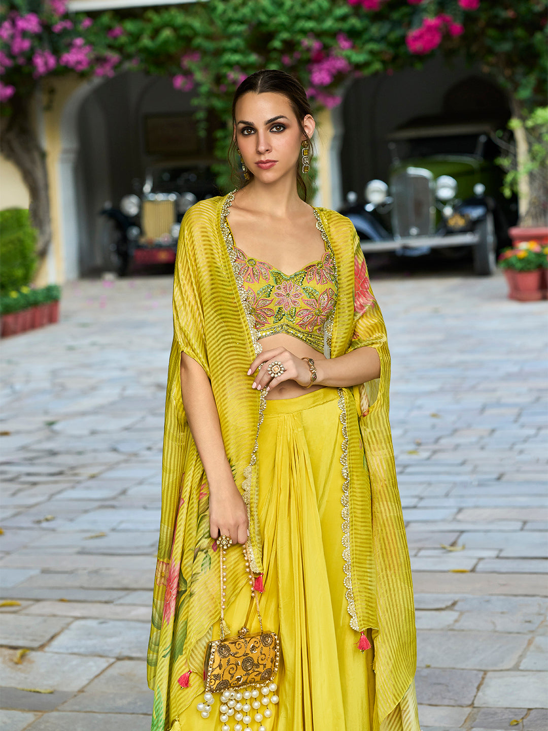 Taneera Readymade Georgette Sharara Set With Shrug