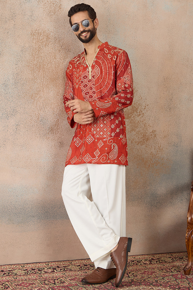 Orange Modal Ethnic Motifs Printed Kurta MKU2457