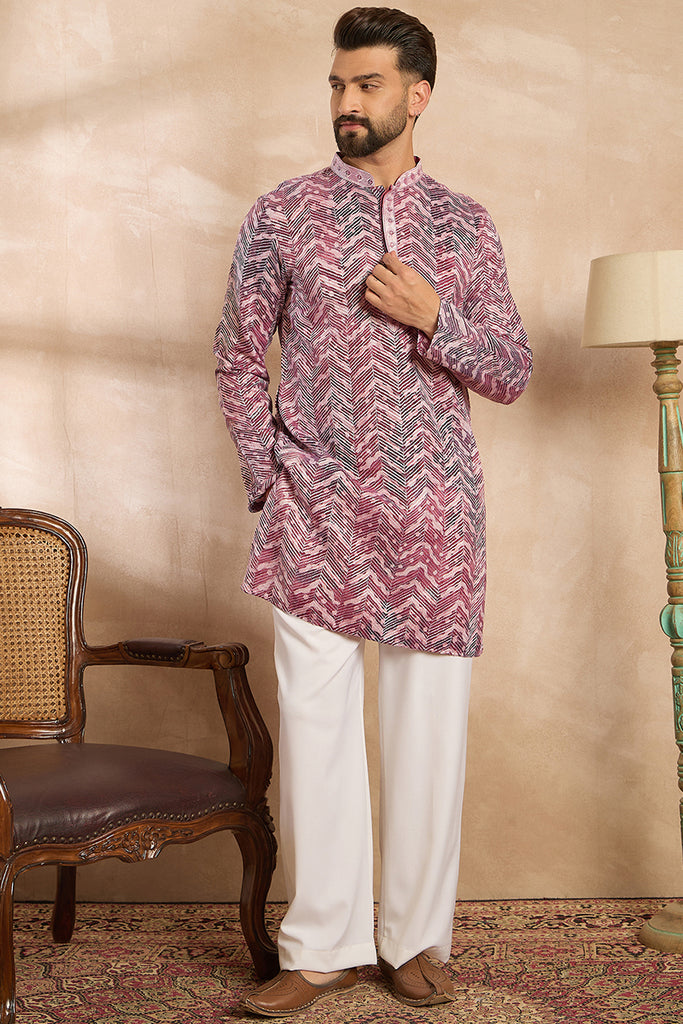 Maroon Silk Blend Solid Embroidered Straight Kurta MKU1729
