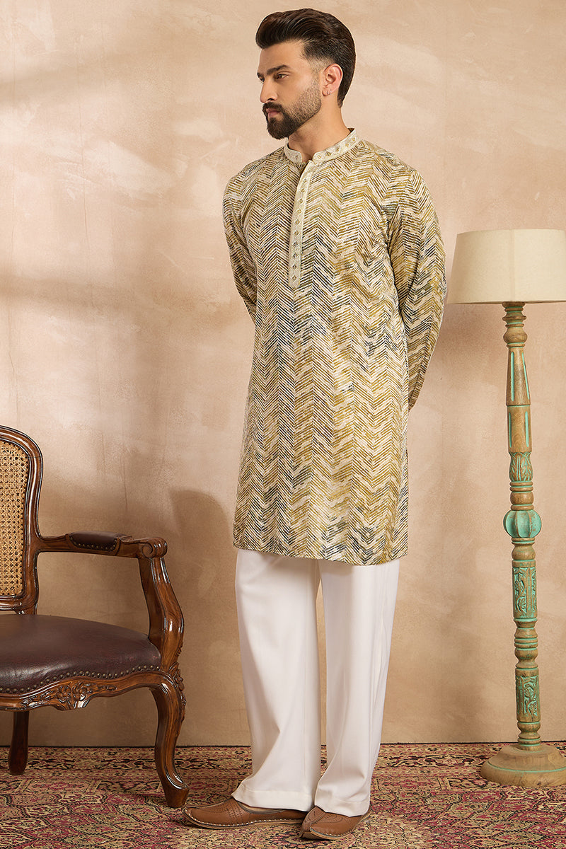 Green Silk Blend Solid Embroidered Straight Kurta With Trouser MKSET1730