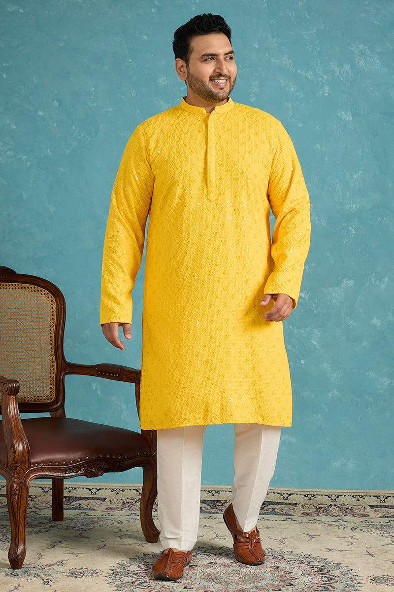 Mustard Viscose Rayon Solid Chikankari Embroidered Kurta MKU1010YLW