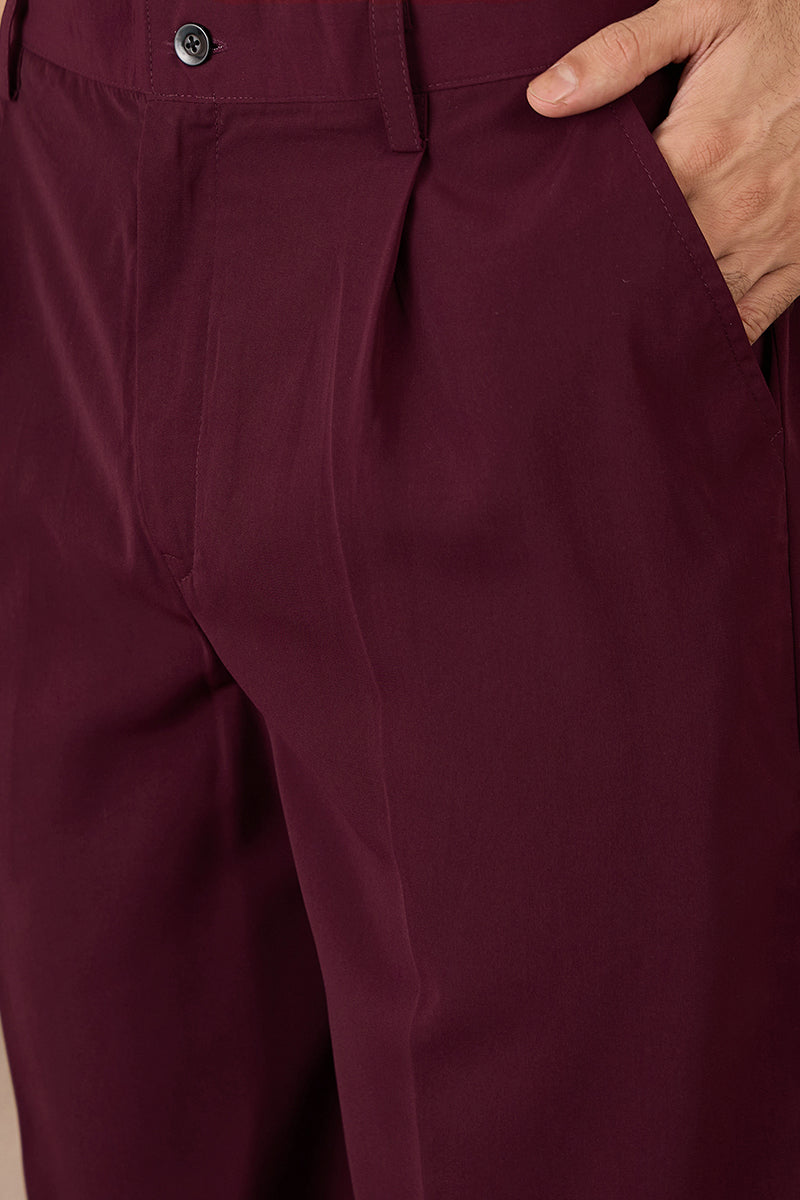 Maroon Silk Blend Ethnic Motifs Printed Kurta With Trouser MKSET2390
