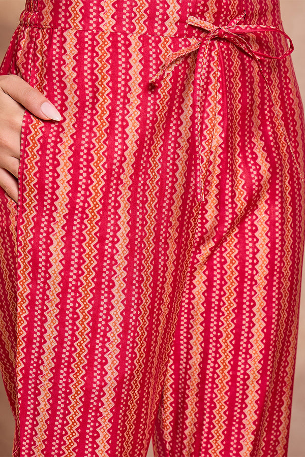 Pink Rayon Blend Floral Printed Straight Kurta Trouser With Dupatta VKSKD3214