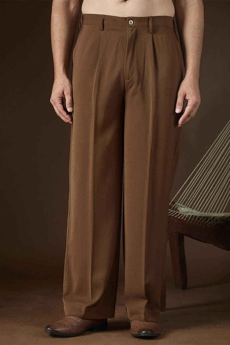 Brown Modal Solid Regular Korean Pant MBOT1014