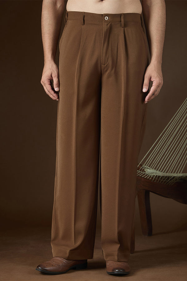 Brown Modal Solid Regular Korean Pant MBOT1014