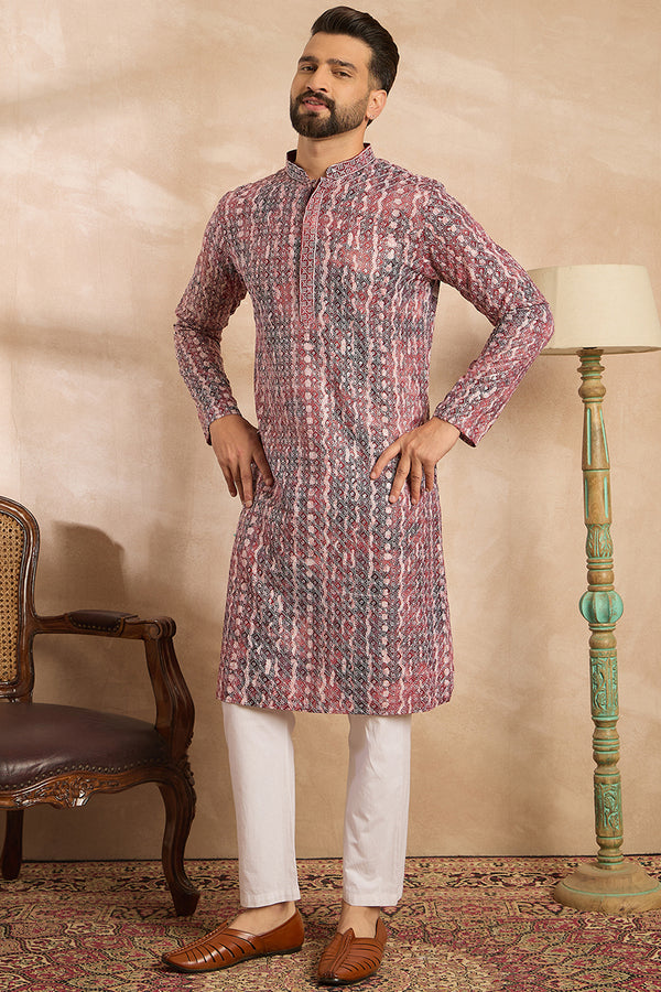 Brown Viscose Rayon Solid Printed Straight Kurta MKU1660