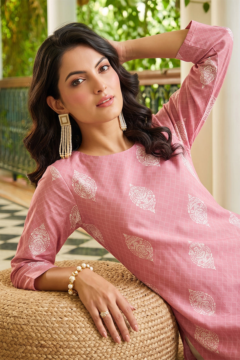 Pink Printed Fancy Daily Wear Kurti VCK1317