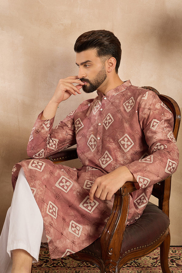 Brown Cotton Solid Embroidered Straight Kurta With Trouser MKSET1825