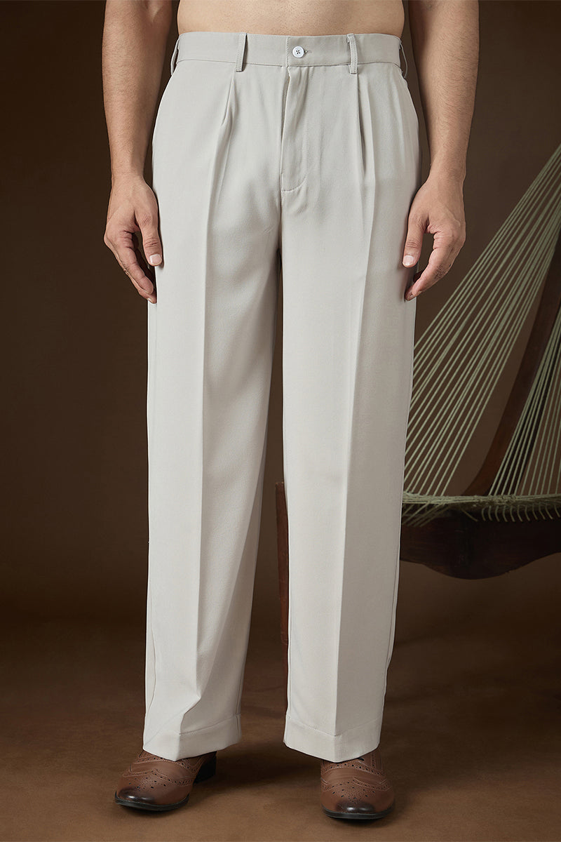 Grey Modal Solid Regular Korean Pant MBOT1016