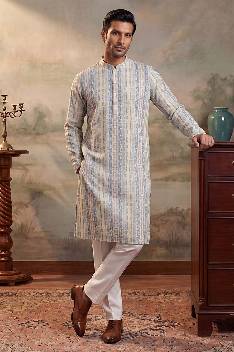 Multi Silk Blend Abstract Printed Kurta MKU2252