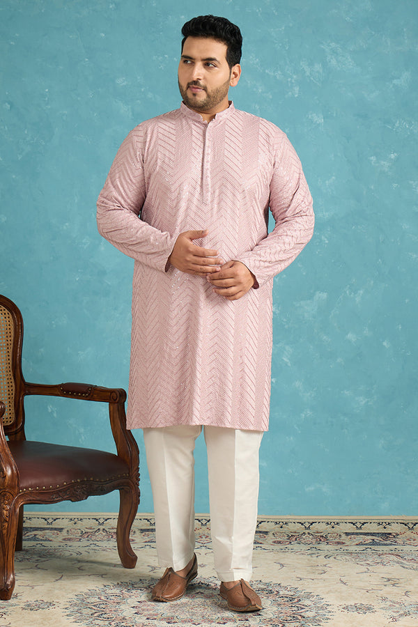 Lavender Viscose Rayon Solid Chikankari Embroidered Kurta MKU1101