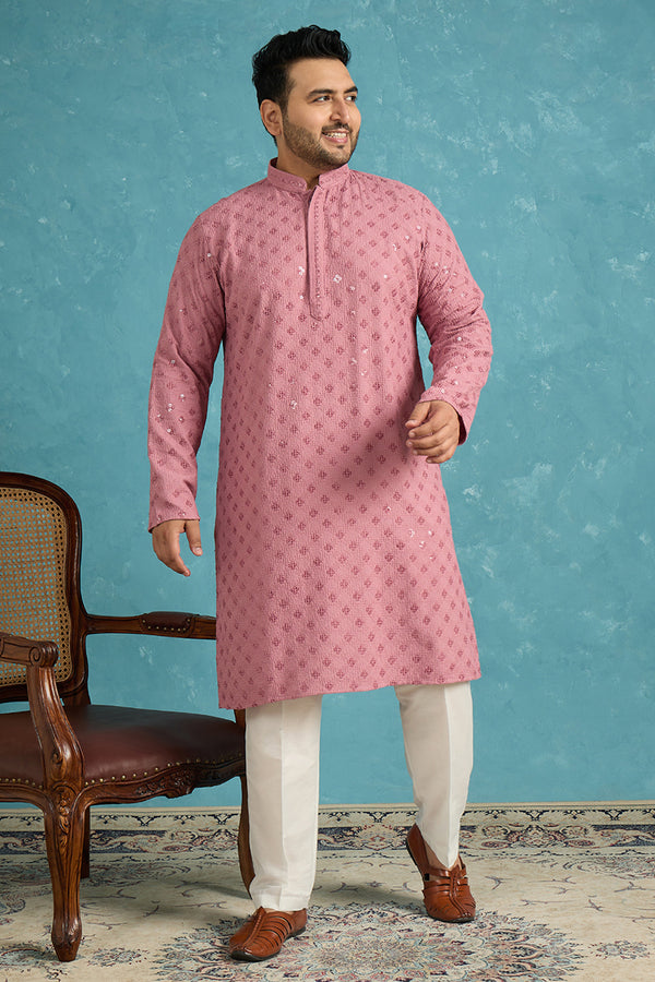 Mauve Viscose Rayon Solid Chikankari Embroidered Kurta MKU1051