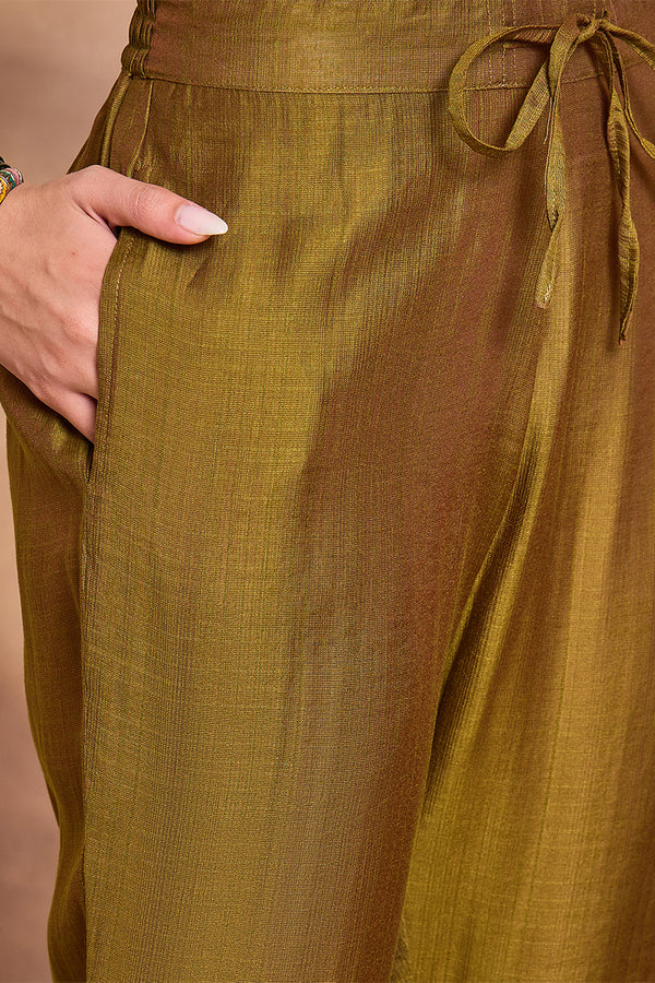 Green Floral Printed Kurta With Trousers And Dupatta PKSKD3227