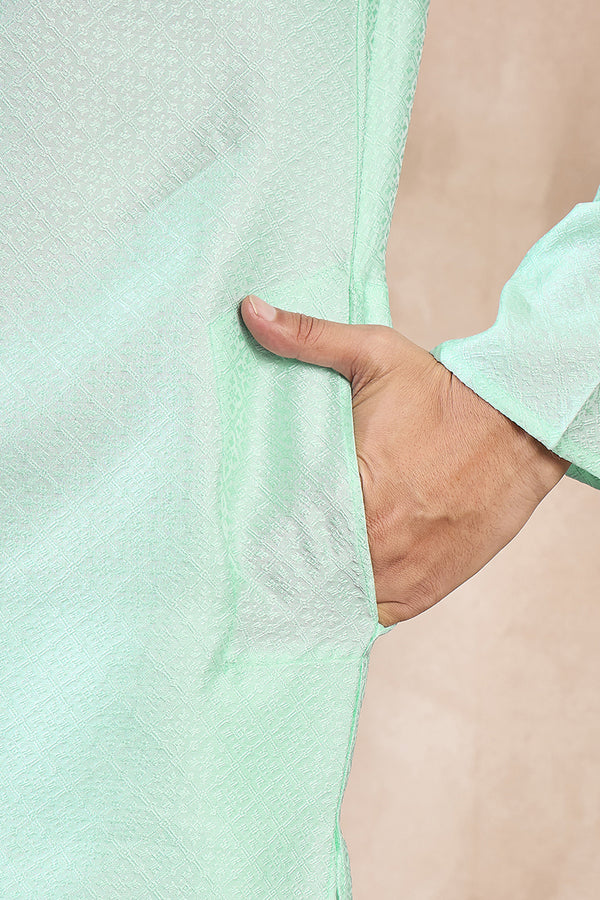 Blue Silk Blend Solid Embroidered Straight Kurta With Trouser MKSET1734