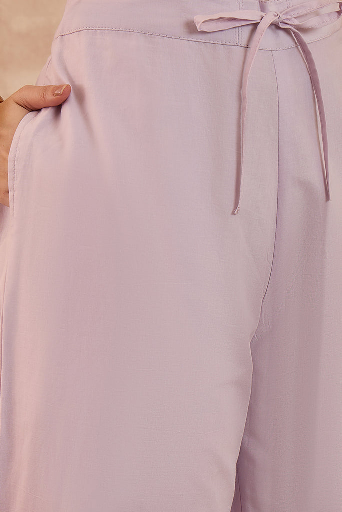 Lavender Pure Cotton Embroidered Scalloped Coord Sets VCORD1162