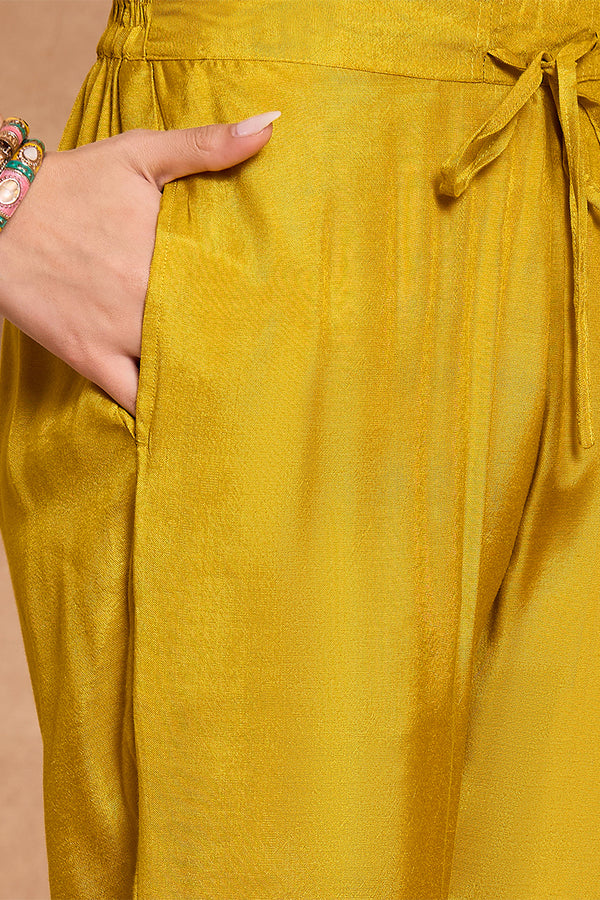 Yellow Viscose Floral Printed Straight Kurta Sets PKSKD3163