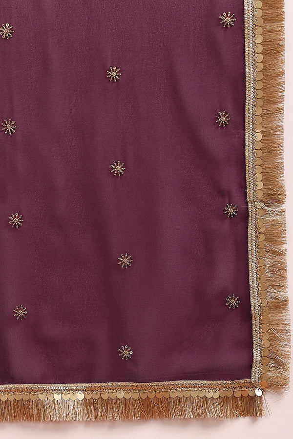 Wine Georgette Solid Embroidered Anarkali Kurta Set VKSET1520WIN