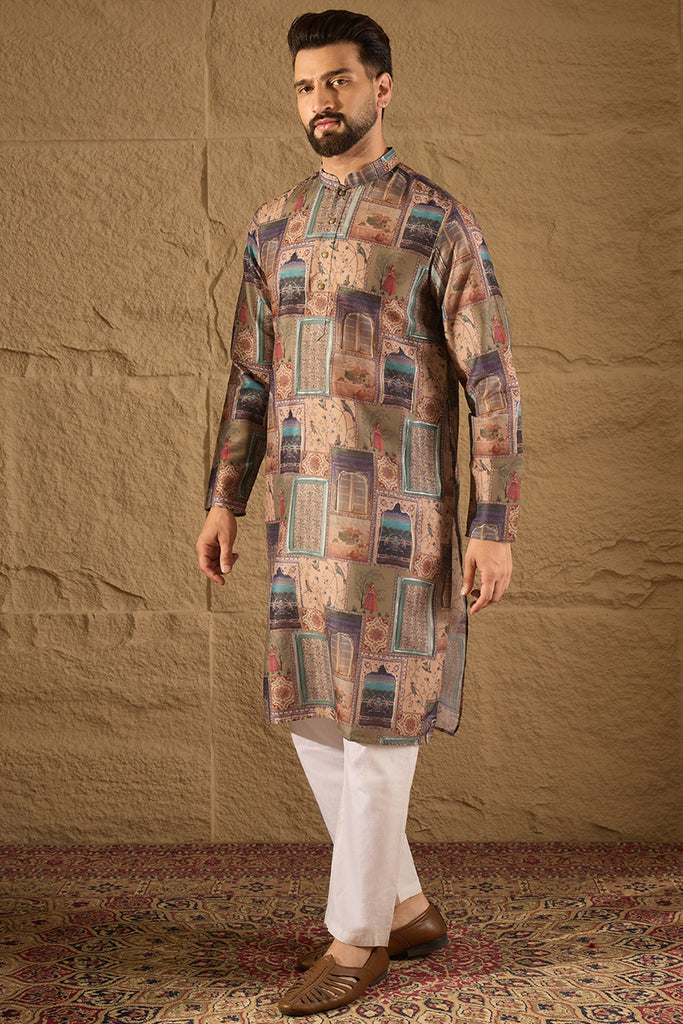 Multi Viscose Rayon Ethnic Motifs Embroidered Straight Kurta with Trouser MKSET1306