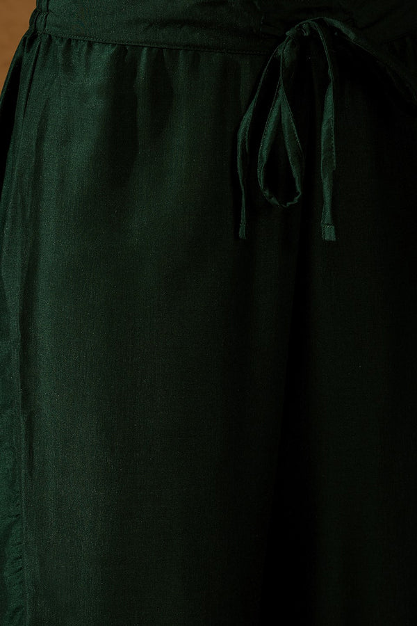 Green Silk Blend Embroidered Anarkali Suit Set VKSKD1218