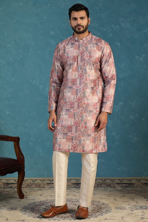 Multi Silk Blend Printed Straight Kurta MKU1939