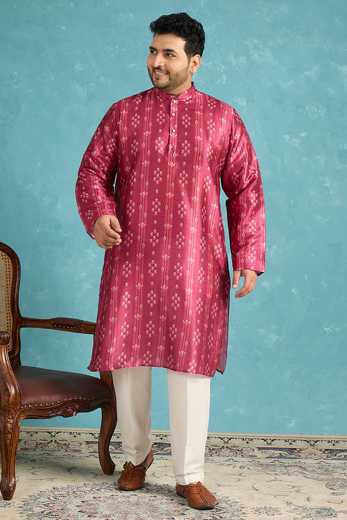 Purple Silk Blend Floral Printed Kurta MKU1930