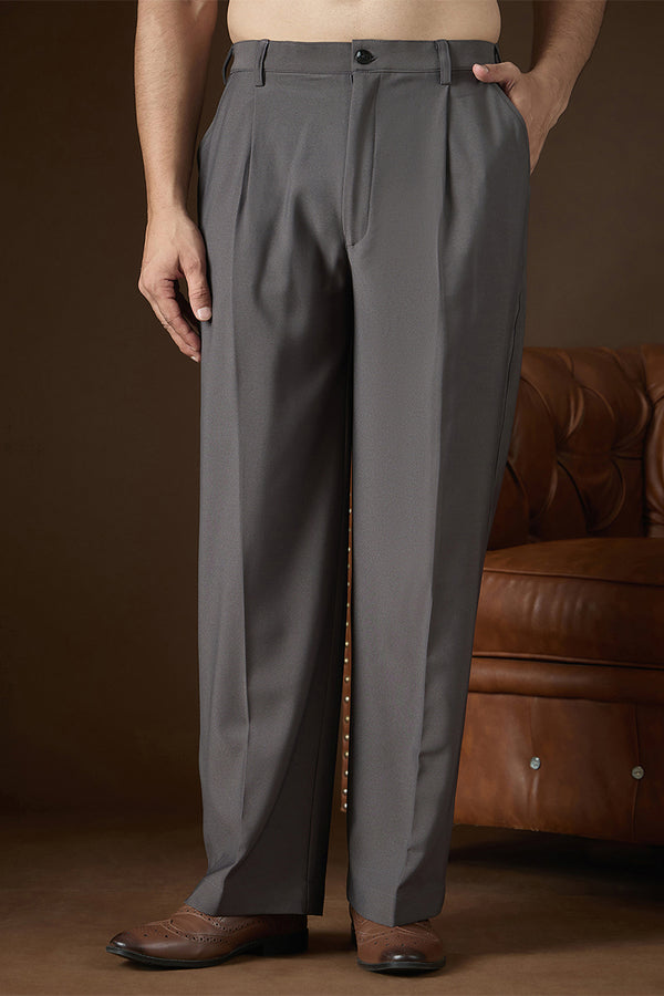 Charcoal Modal Solid Regular Korean Pant MBOT1017