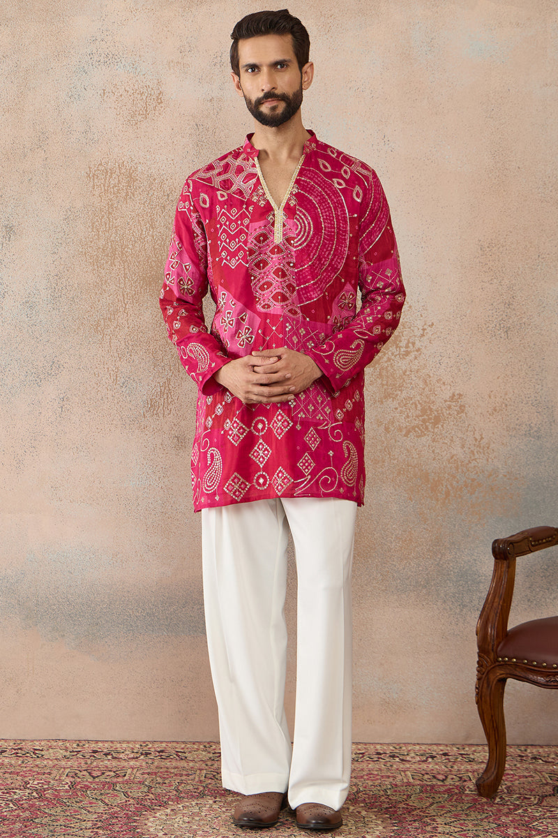 Pink Silk Blend Ethnic Motifs Embroidered Kurta With Trouser MKSET2453