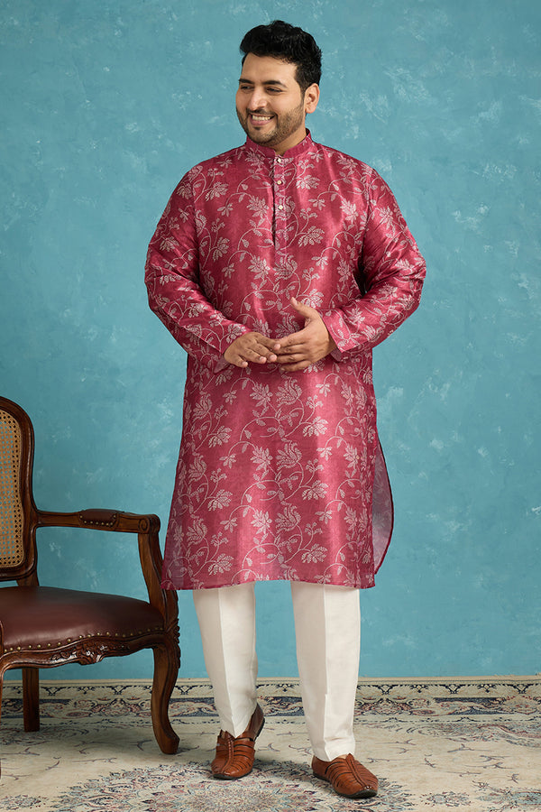 Maroon Silk Blend Floral Printed Kurta MKU1975
