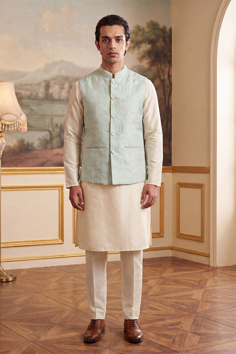 Blue Jacquard Woven Design Solid Koti MKOT1041