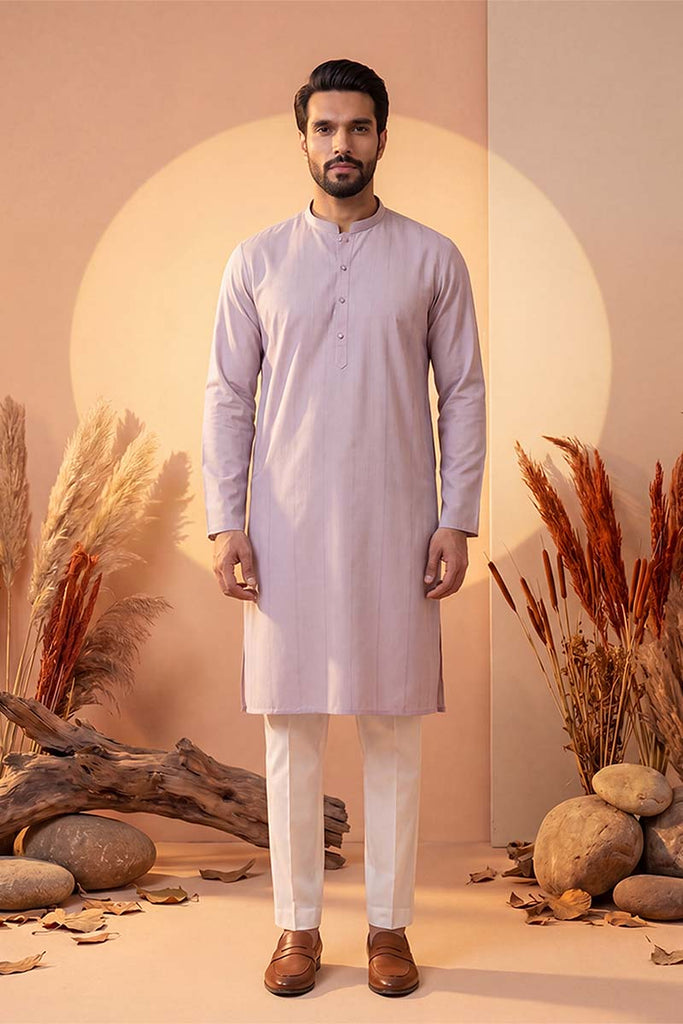 Lavender Silk Blend Solid Solid Kurta MKU2219