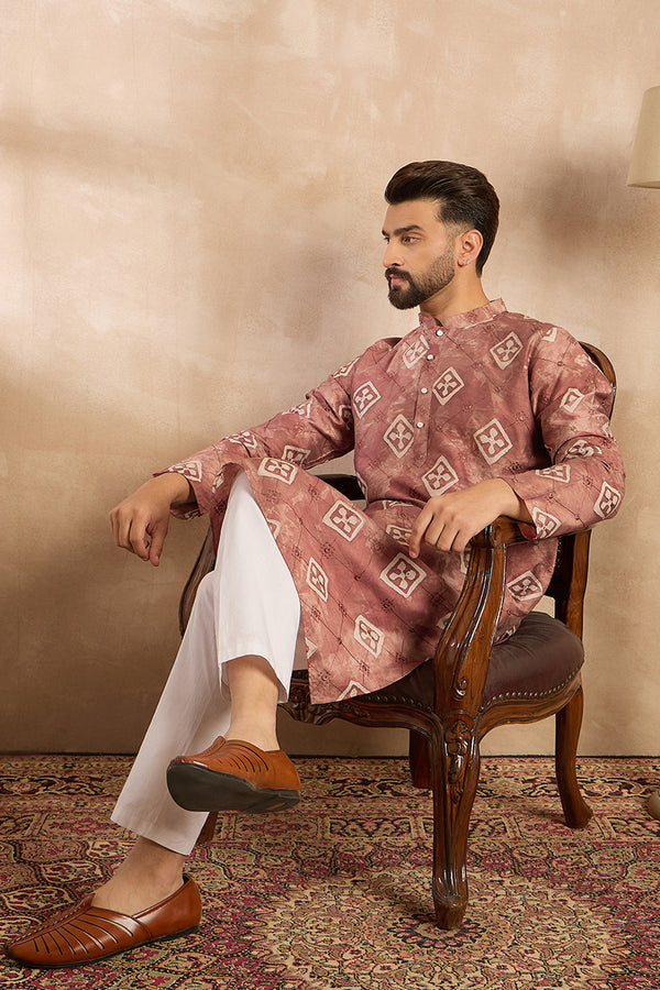 Brown Cotton Solid Embroidered Straight Kurta MKU1825