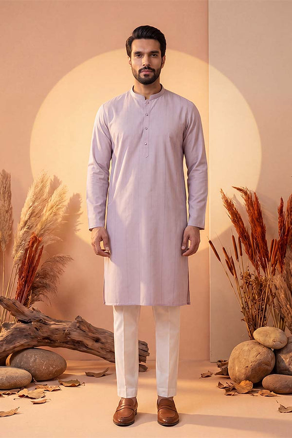 Lavender Silk Blend Solid Solid Kurta With Trousers MKSET2219
