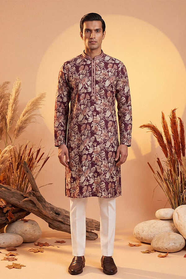 Purple Viscose Rayon Floral Printed Kurta MKU1981