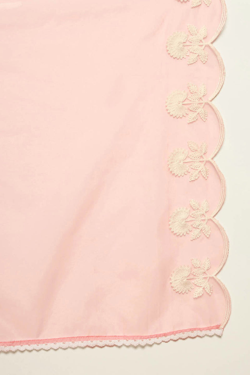 Peach Silk Blend Embroidered Kurta Trouser With Dupatta HOPPKSKD2595