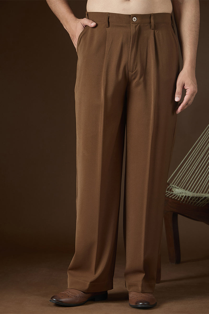Brown Modal Solid Regular Korean Pant MBOT1014
