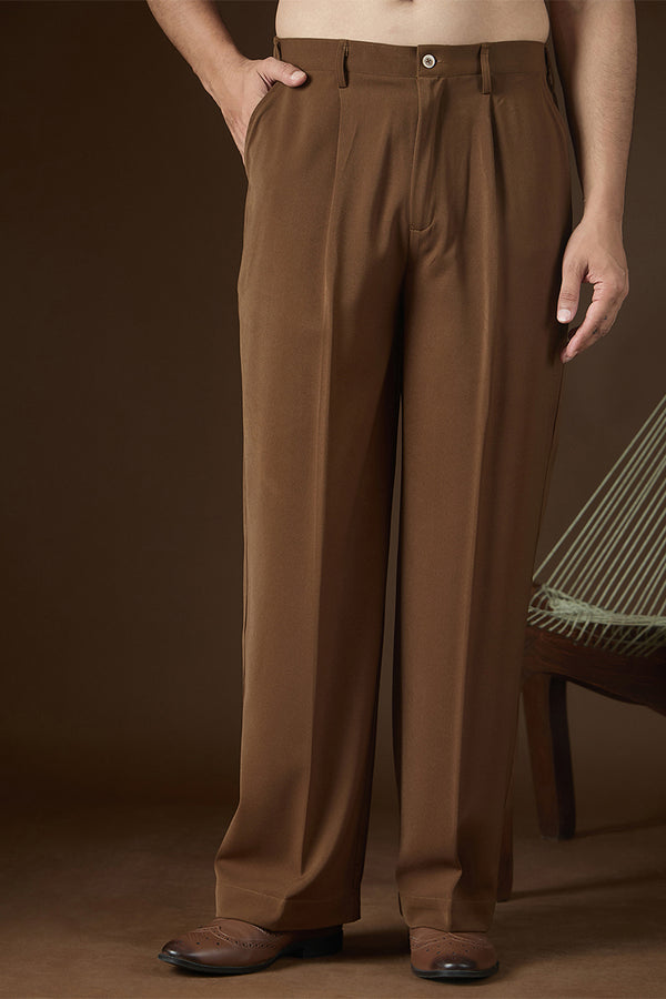 Brown Modal Solid Regular Korean Pant MBOT1014