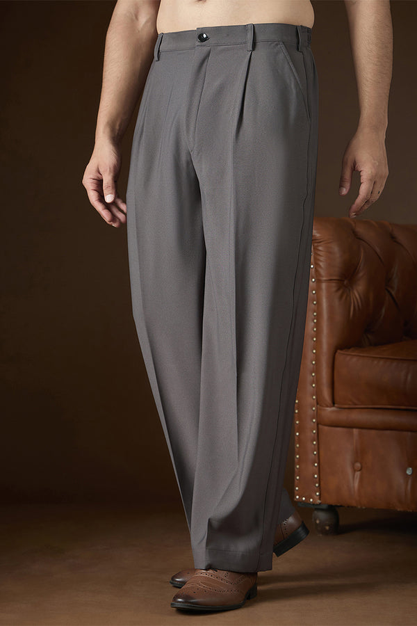 Charcoal Modal Solid Regular Korean Pant MBOT1017