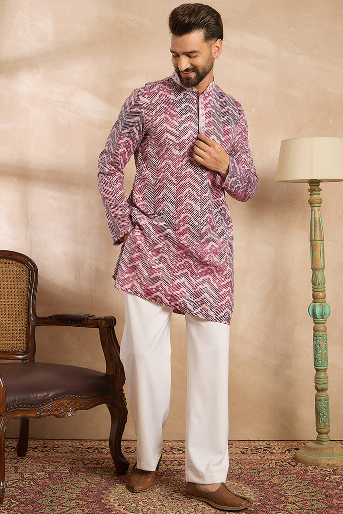Maroon Silk Blend Solid Embroidered Straight Kurta MKU1729